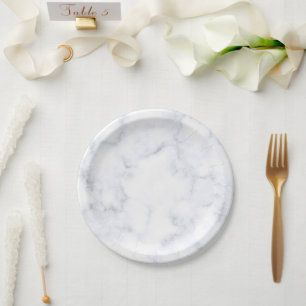 Elegant White Marble Modern Paper Plate