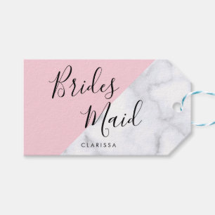 Elegant white marble & pastel pink bridesmaid gift tags