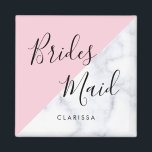 Elegant white marble & pastel pink bridesmaid magnet<br><div class="desc">Stylish design in pastel pink & white marble.</div>
