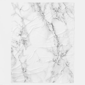 Elegant White Marble Pattern Fleece Blanket