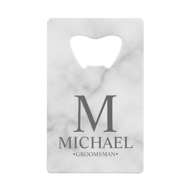 Elegant White Marble Personalised Groomsmen (Front)