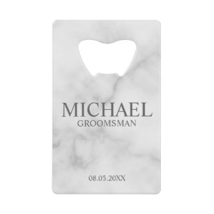 Elegant White Marble Personalised Groomsmen