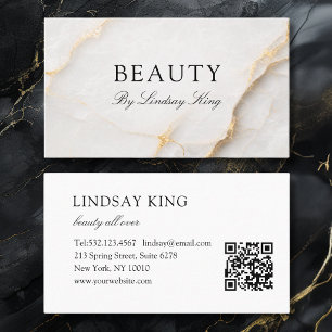 Elegant White Marble QR Code Business Card