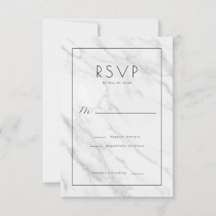 Elegant White Marble RSVP Card