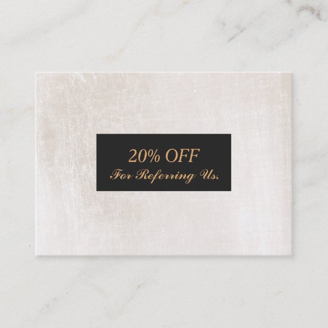 Elegant White Marble Salon and Spa Referral Card (Front)
