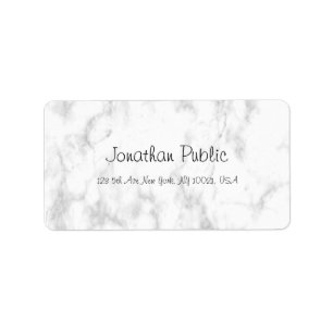 Elegant White Marble Script Luxury Modern Trendy Label