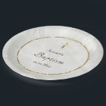 elegant white marble stone Baptism Paper Plate<br><div class="desc">Baptism paper plates</div>