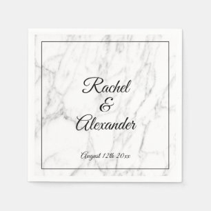 Elegant white marble stone custom wedding napkins