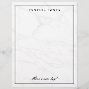 Elegant white marble stone custom writing paper