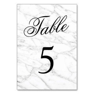 Elegant white marble stone wedding table numbers