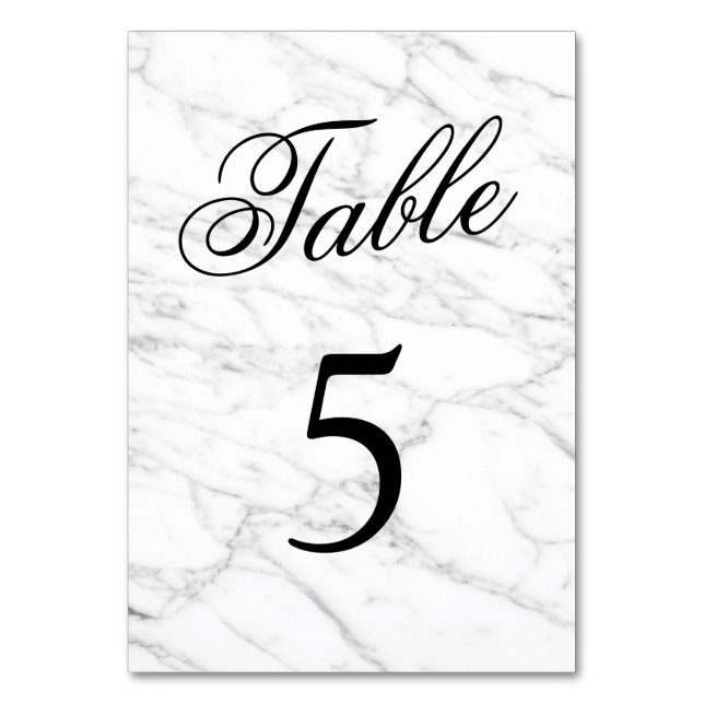 Elegant white marble stone wedding table numbers (Back)