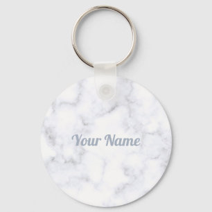 Elegant white marble texture Customise Key Ring