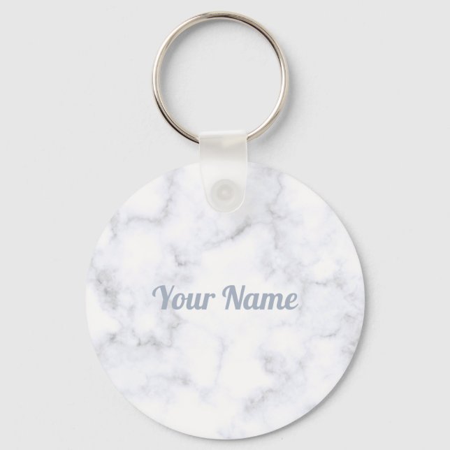 Elegant white marble texture Customise Key Ring (Front)
