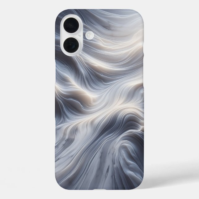 Elegant White Marble Waves Case Soft Flowing Grey (Back)