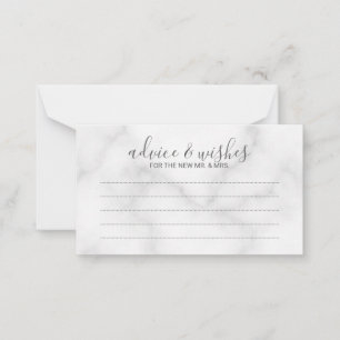 Elegant White Marble Wedding Advice and Wishes Card