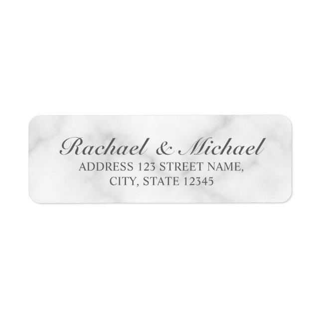 Elegant White Marble Wedding Return Address Label (Front)