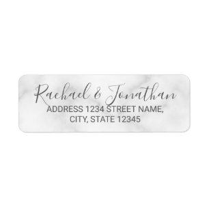Elegant White Marble Wedding Return Address Label