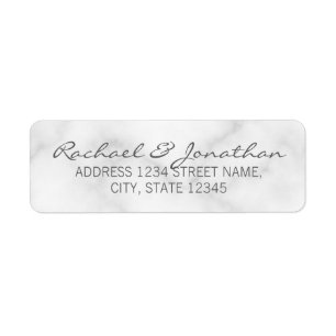Elegant White Marble Wedding Return Address Label