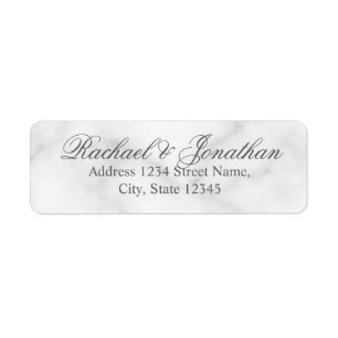 Elegant White Marble Wedding Return Address Label