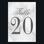 Elegant White Marble Wedding Table Number<br><div class="desc">Elegant Wedding Table Number Card
features title "Table" in grey elegant script font style with table number in grey serif font style on white marble background.

Also perfect for bridal shower,  rehearsal dinner,  birthday party,  restaurants,  special occasions parties and events.</div>