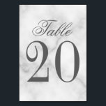 Elegant White Marble Wedding Table Number<br><div class="desc">Elegant Wedding Table Number Card
features title "Table" in grey elegant script font style with table number in grey serif font style on white marble background.

Also perfect for bridal shower,  rehearsal dinner,  birthday party,  restaurants,  special occasions parties and events.</div>