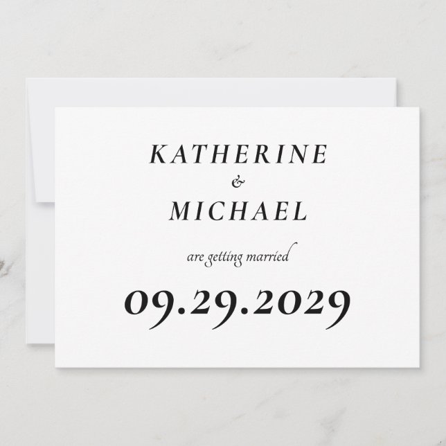 Elegant White Minimal Wedding Invitations (Front)