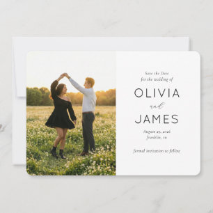 Elegant White Minimalist Photo Save The Date