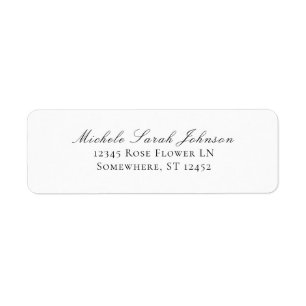 Elegant White Minimalist Return Address Label