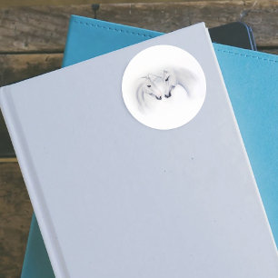 Elegant White Minimalist Unicorn Horses Classic Round Sticker