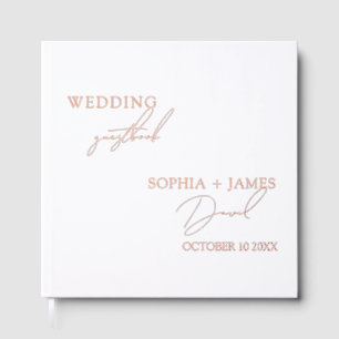 Elegant White Minimalist Wedding Foil Guest Book
