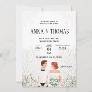 Elegant White Minimalist Wedding Invitation