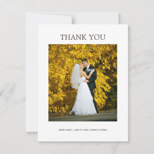 Elegant White Minimalist Wedding Photo Thank You Card
