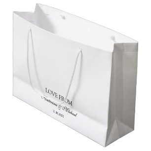 Elegant White Minimalist Wedding Script Gift Large Gift Bag