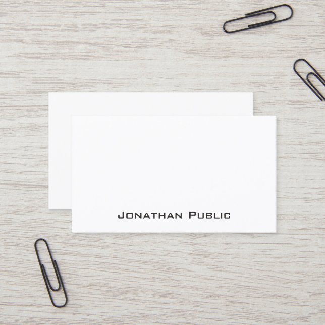 Elegant White Modern Clean Professional Plain Business Card (Front/Back In Situ)