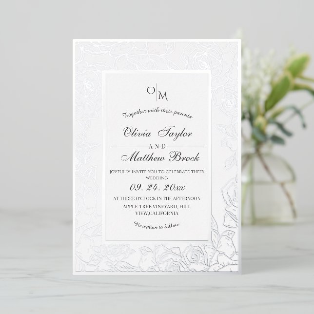 Elegant White Modern Flower Foil Wedding (Standing Front)