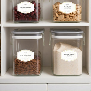 Elegant White Modern Gold Border Pantry Badge