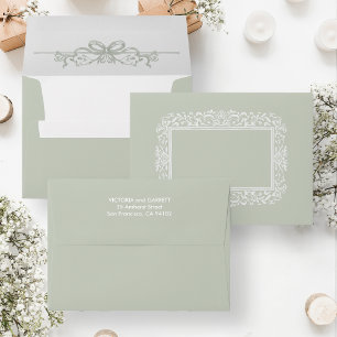 Elegant White Modern Vintage Ornamental Frame Envelope