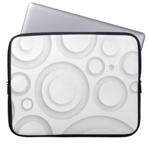 Elegant White Monochrome Circles Laptop Sleeve