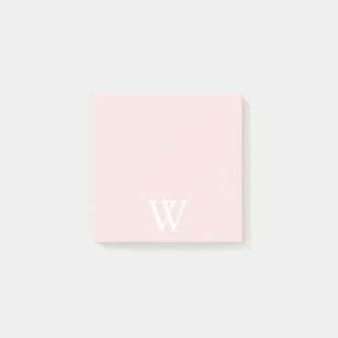 Elegant White Monogram Initial Blush Pink Post-it Notes