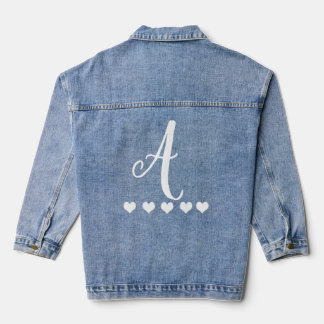 Elegant White Monogram Initial Denim Jacket