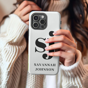 Elegant white monogram initials  iPhone 13 pro max case
