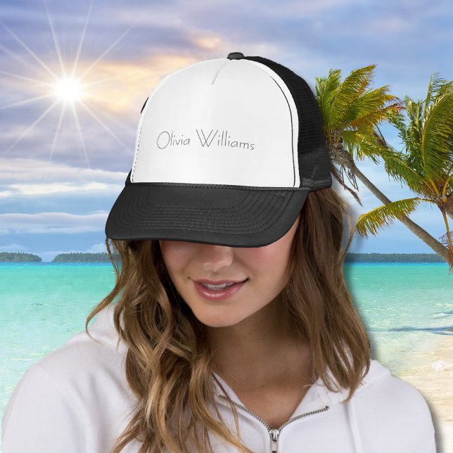 Elegant White Monogram | Stylish Modern Minimalist Trucker Hat (Creator Uploaded)