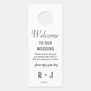 Elegant White Monogram Wedding Hotel Initial  Door Hanger