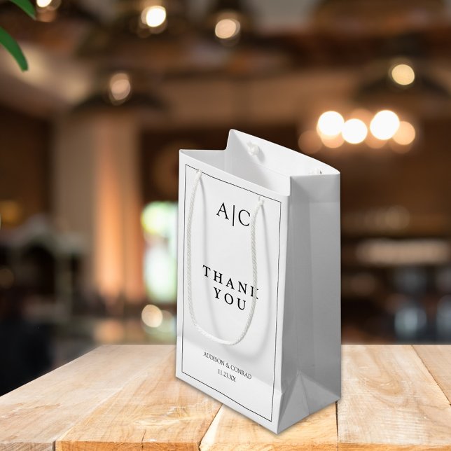  Elegant White Monogram Wedding Small Gift Bag (Creator Uploaded)