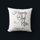 Elegant White Monogrammed Happily Ever After Cushion<br><div class="desc">Elegant White Monogrammed Happily Ever After Throw pillow.</div>
