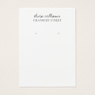 Elegant White Navy Minimal Earring Display Card