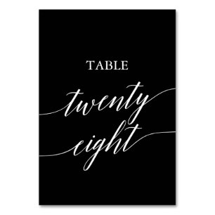 Elegant White on Black Calligraphy Table 28 Number