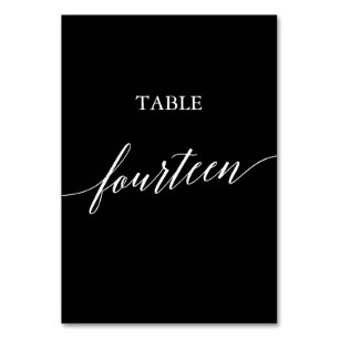 Elegant White on Black Calligraphy Table Fourteen Number
