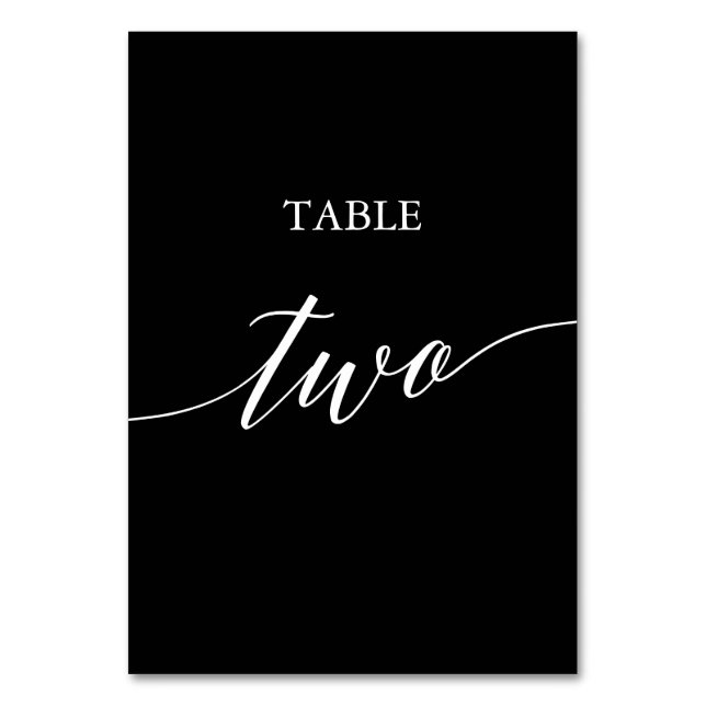 Elegant White on Black Calligraphy Table Two Number (Front)