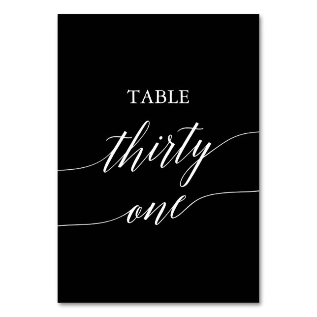 Elegant White on Black Table Number Thirty One (Front)